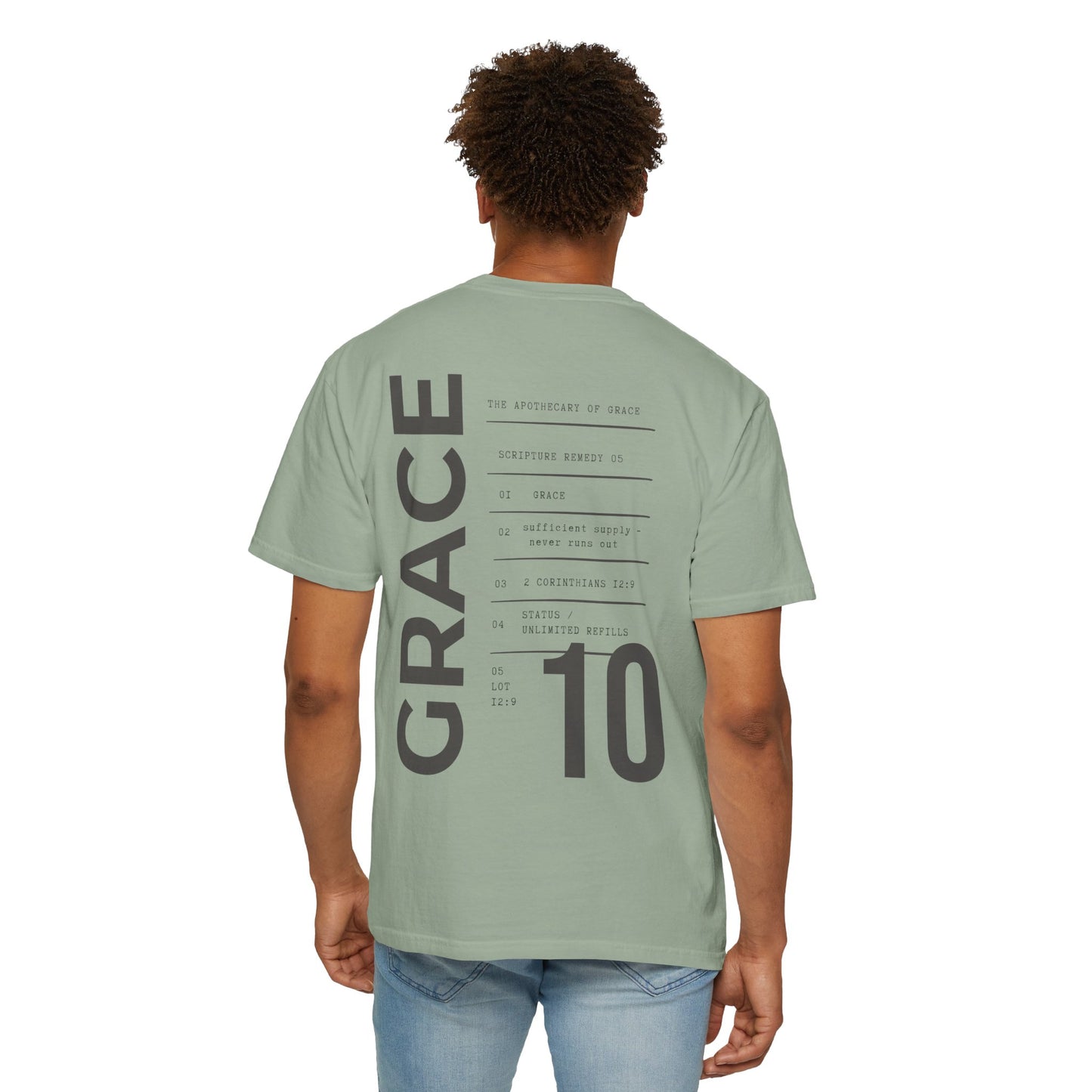 Grace - Personalized Number Scripture Unisex T-Shirt, 2 Corinthians 12:9 Bible Verse Tee, Christian Gift for Recovery, Modern Streetwear Faith