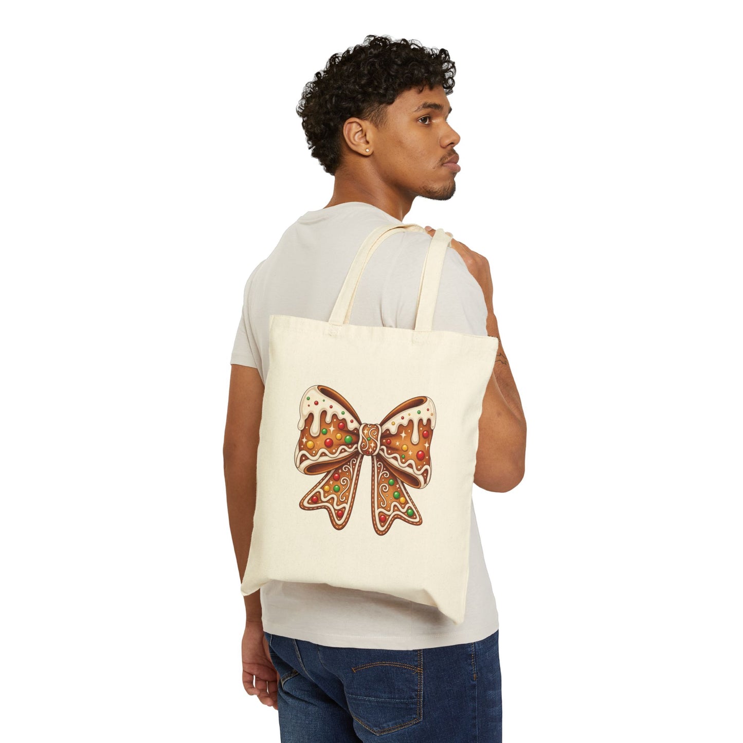 Gingerbread Bow - Canvas Tote Bag (2 Colors)