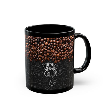 Nightmare Before Coffee - Beidseitig bedruckte schwarze Tasse (325ml/440ml)