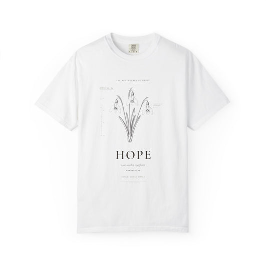 Hope - Vintage Botanical Scripture Unisex T-Shirt, Romans 15:13 Bible Verse Tee, Christian Gift for Long Waits, Editorial Faith Apparel