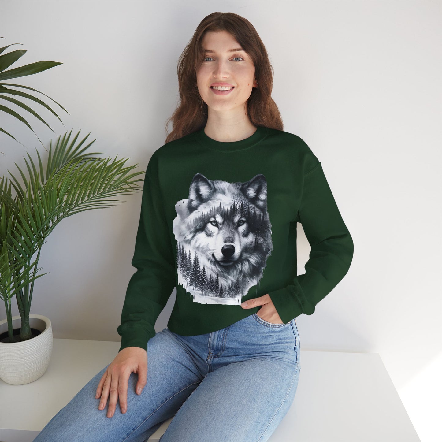 Forest Wolf Unisex Rundhals-Sweatshirt