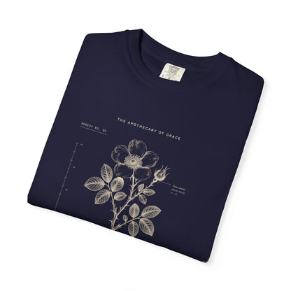 Grace - Vintage Botanical Scripture Unisex T-Shirt, 2 Corinthians 12:9 Bible Verse Tee, Christian Gift for Recovery, Editorial Faith Apparel