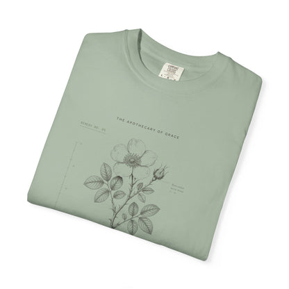 Grace - Vintage Botanical Scripture Unisex T-Shirt, 2 Corinthians 12:9 Bible Verse Tee, Christian Gift for Recovery, Editorial Faith Apparel