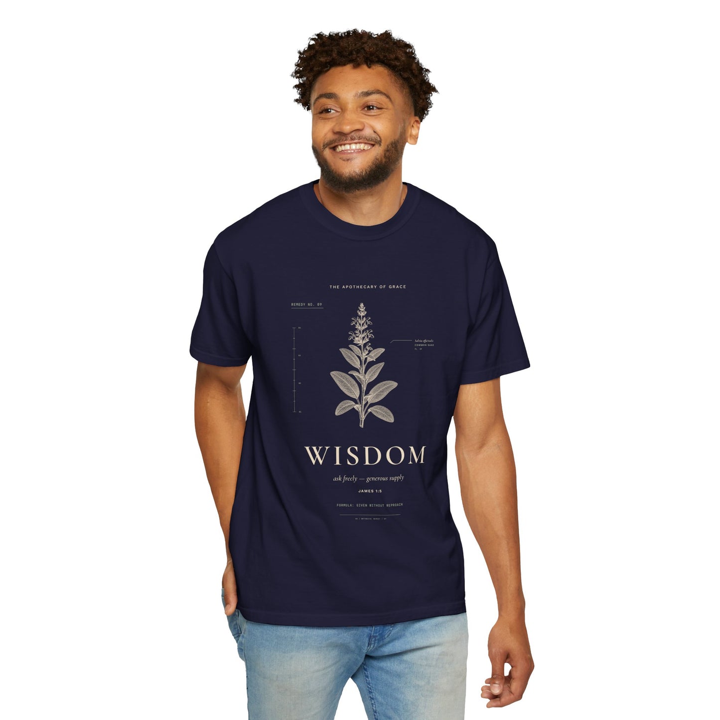 Wisdom - Vintage Botanical Scripture Unisex T-Shirt, James 1:5 Bible Verse Tee, Christian Gift for Graduation, Editorial Faith Apparel