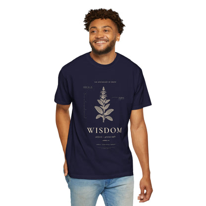 Wisdom - Vintage Botanical Scripture Unisex T-Shirt, James 1:5 Bible Verse Tee, Christian Gift for Graduation, Editorial Faith Apparel