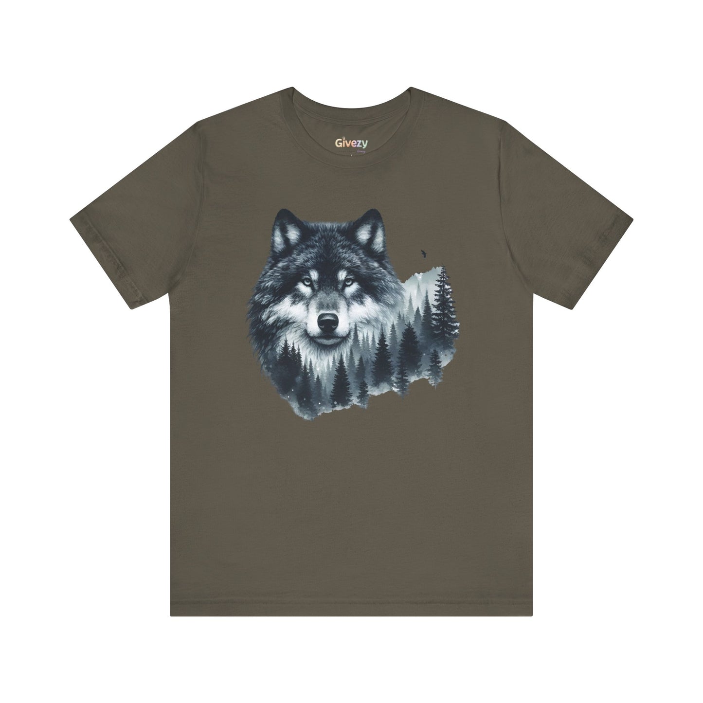 Wolf im Wald Unisex Grafik T-Shirt