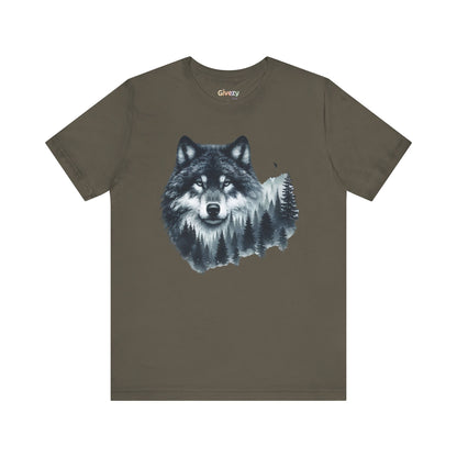 Wolf im Wald Unisex Grafik T-Shirt