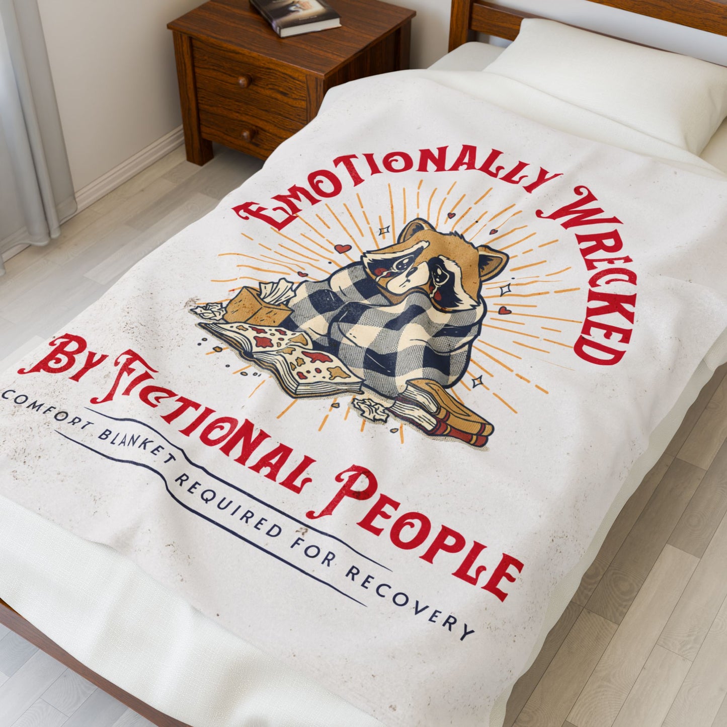 Emotionally Wrecked by Fictional People Velveteen Throw Blanket