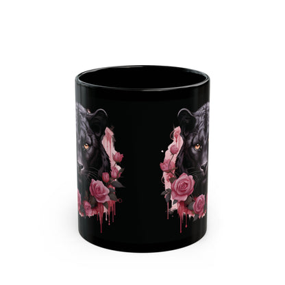 Panther Rose – Schwarze Tasse (325ml/444ml)