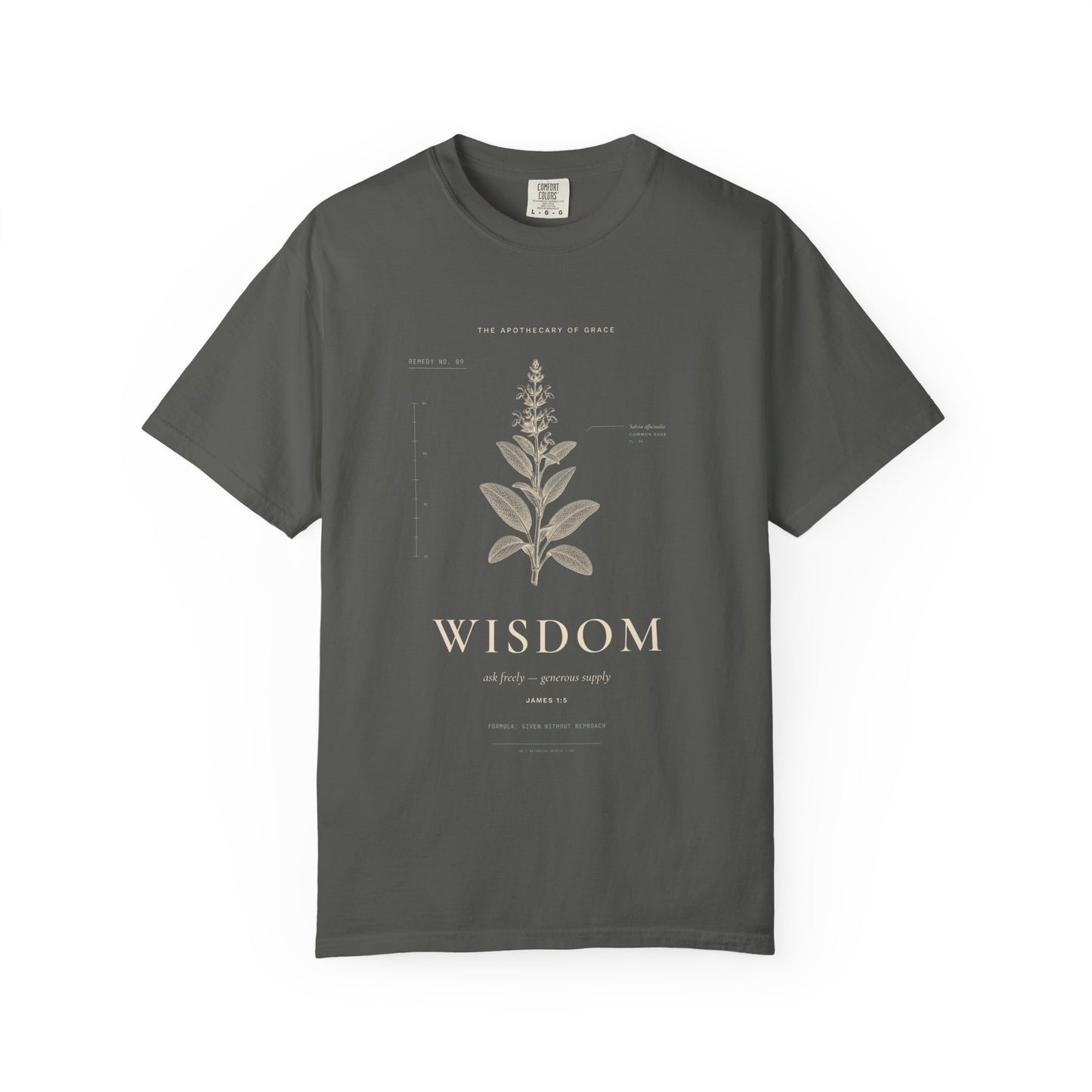 Wisdom - Vintage Botanical Scripture Unisex T-Shirt, James 1:5 Bible Verse Tee, Christian Gift for Graduation, Editorial Faith Apparel