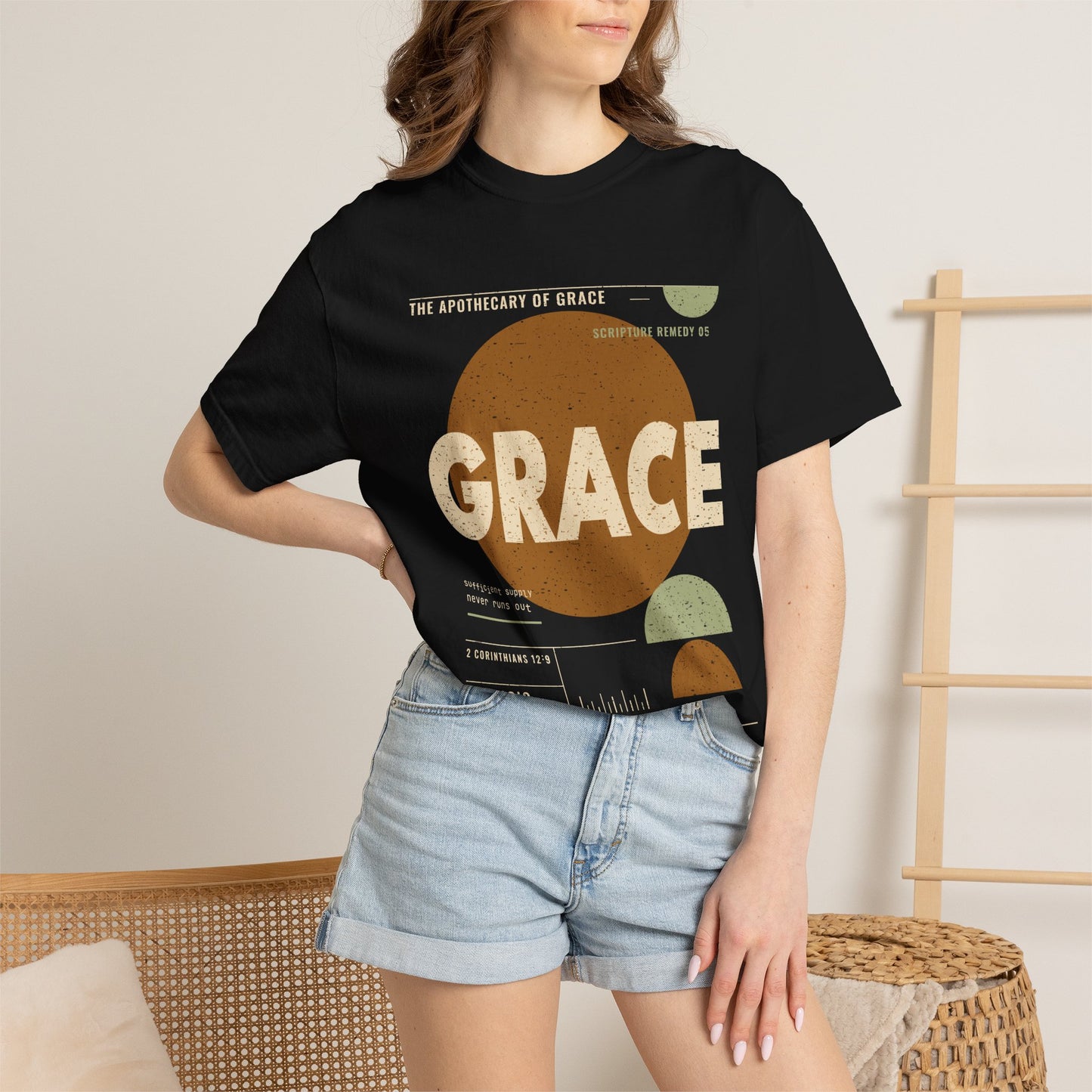 Grace - Retro Mid-Century Scripture Unisex T-Shirt, 2 Corinthians 12:9 Bible Verse Tee, Christian Gift for Recovery, Modern Graphic Faith Apparel