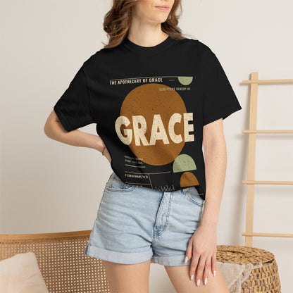 Grace - Retro Mid-Century Scripture Unisex T-Shirt, 2 Corinthians 12:9 Bible Verse Tee, Christian Gift for Recovery, Modern Graphic Faith Apparel