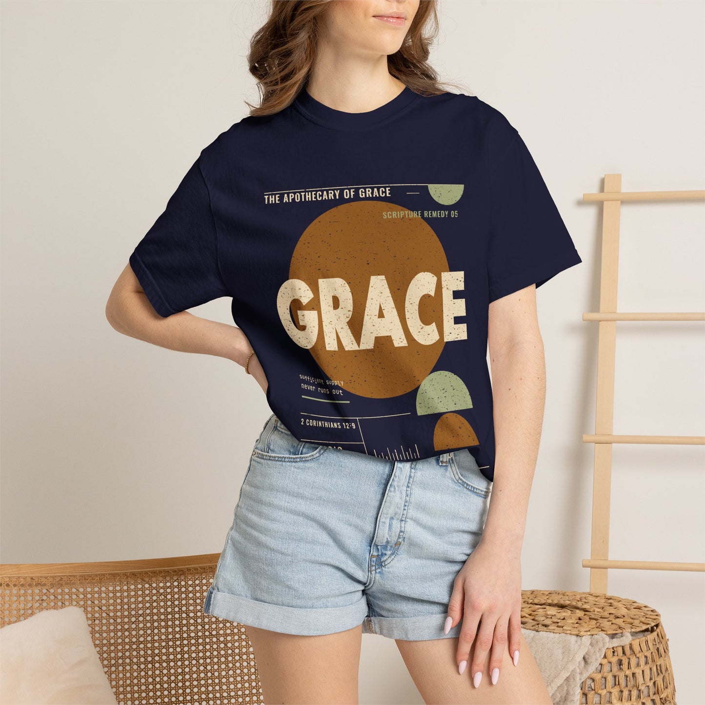 Grace - Retro Mid-Century Scripture Unisex T-Shirt, 2 Corinthians 12:9 Bible Verse Tee, Christian Gift for Recovery, Modern Graphic Faith Apparel