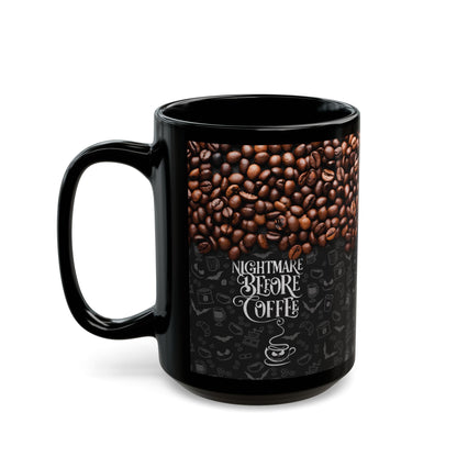 Nightmare Before Coffee - Beidseitig bedruckte schwarze Tasse (325ml/440ml)