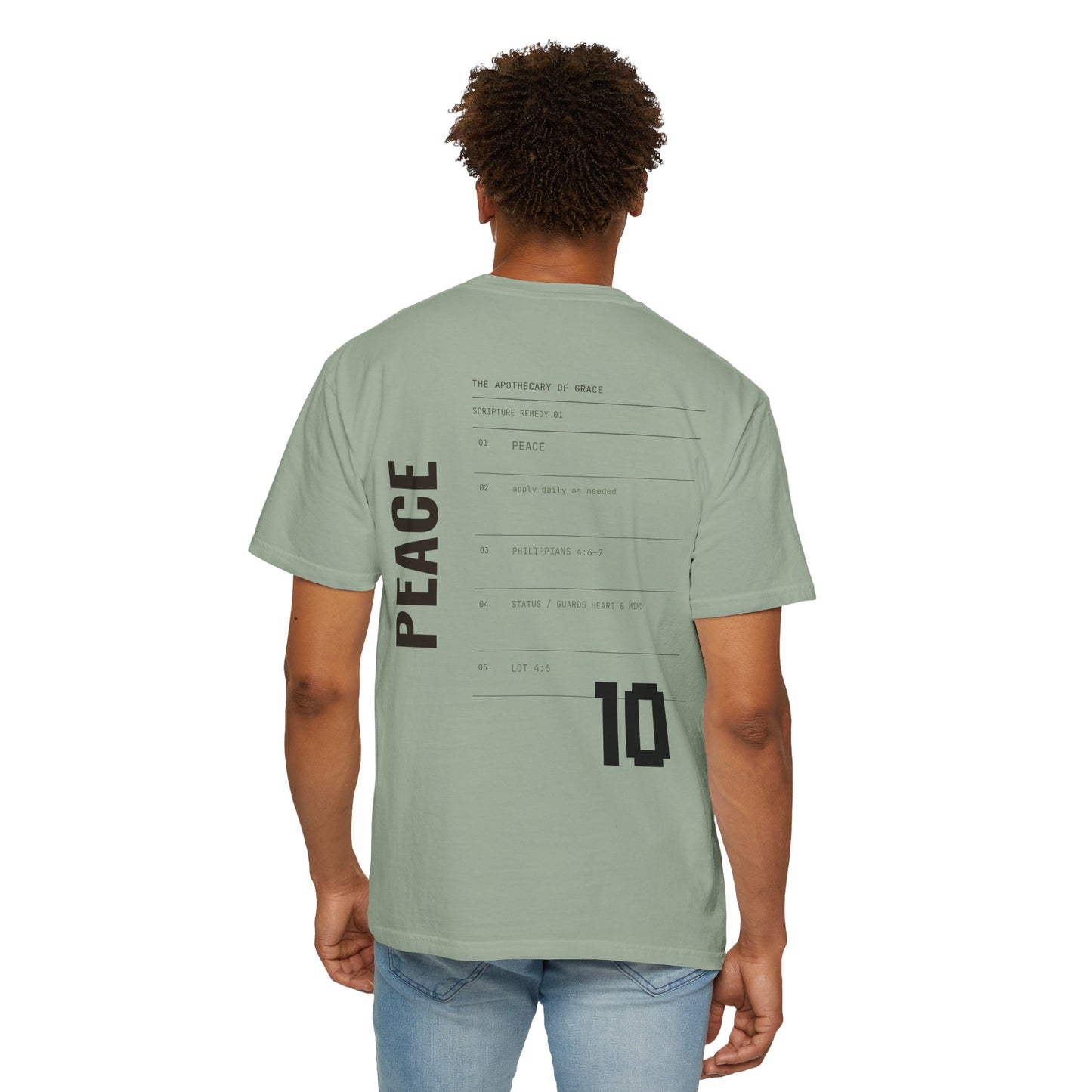 Peace - Personalized Number Scripture Unisex T-Shirt, Philippians 4:6-7 Bible Verse Tee, Christian Gift for Anxiety, Modern Streetwear Faith