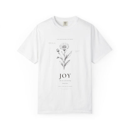 Joy - Vintage Botanical Scripture Unisex T-Shirt, Psalm 30:5 Bible Verse Tee, Christian Gift for Encouragement, Editorial Faith Apparel
