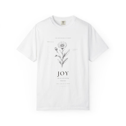 Joy - Vintage Botanical Scripture Unisex T-Shirt, Psalm 30:5 Bible Verse Tee, Christian Gift for Encouragement, Editorial Faith Apparel