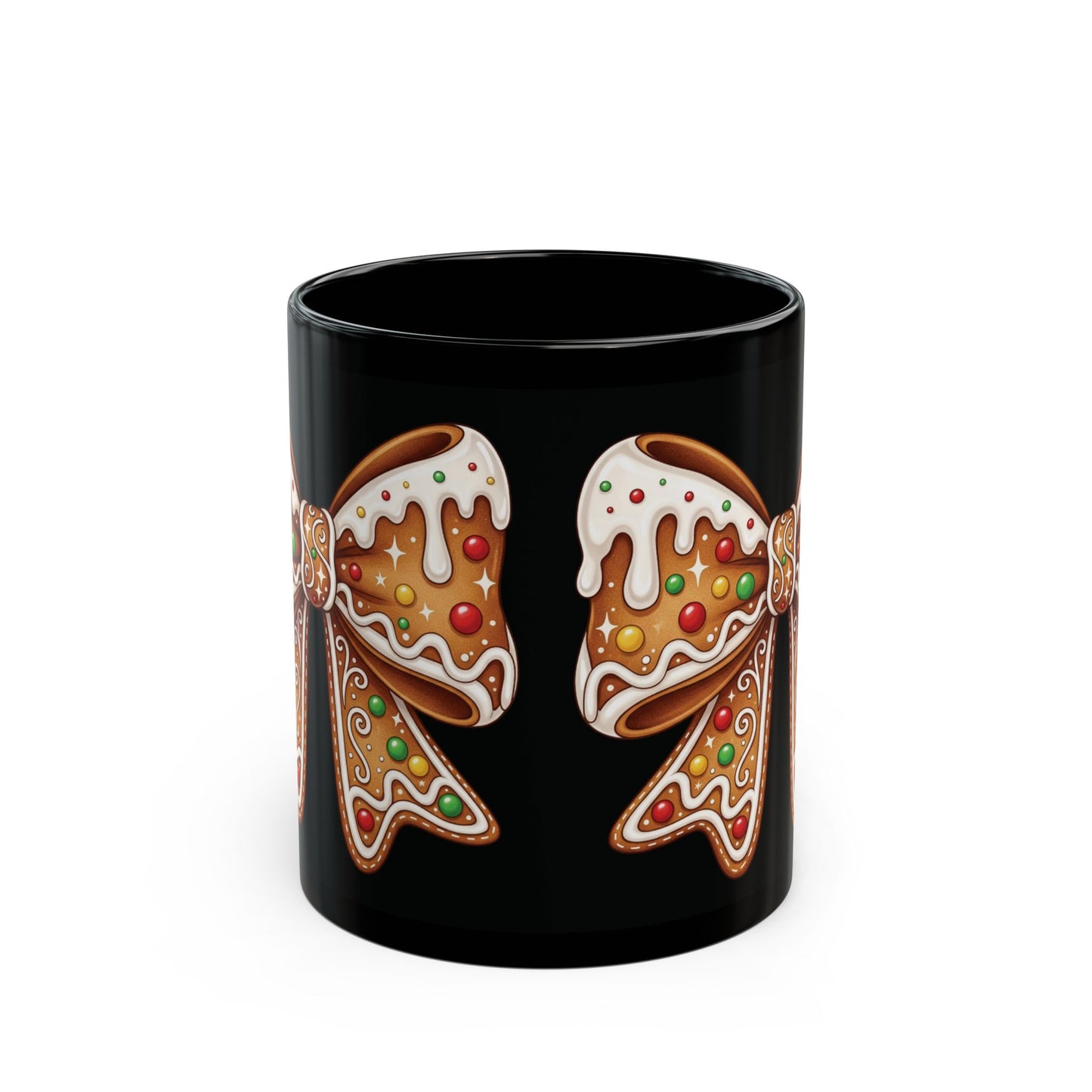 Gingerbread Bow - Black Mug (11oz/15oz)