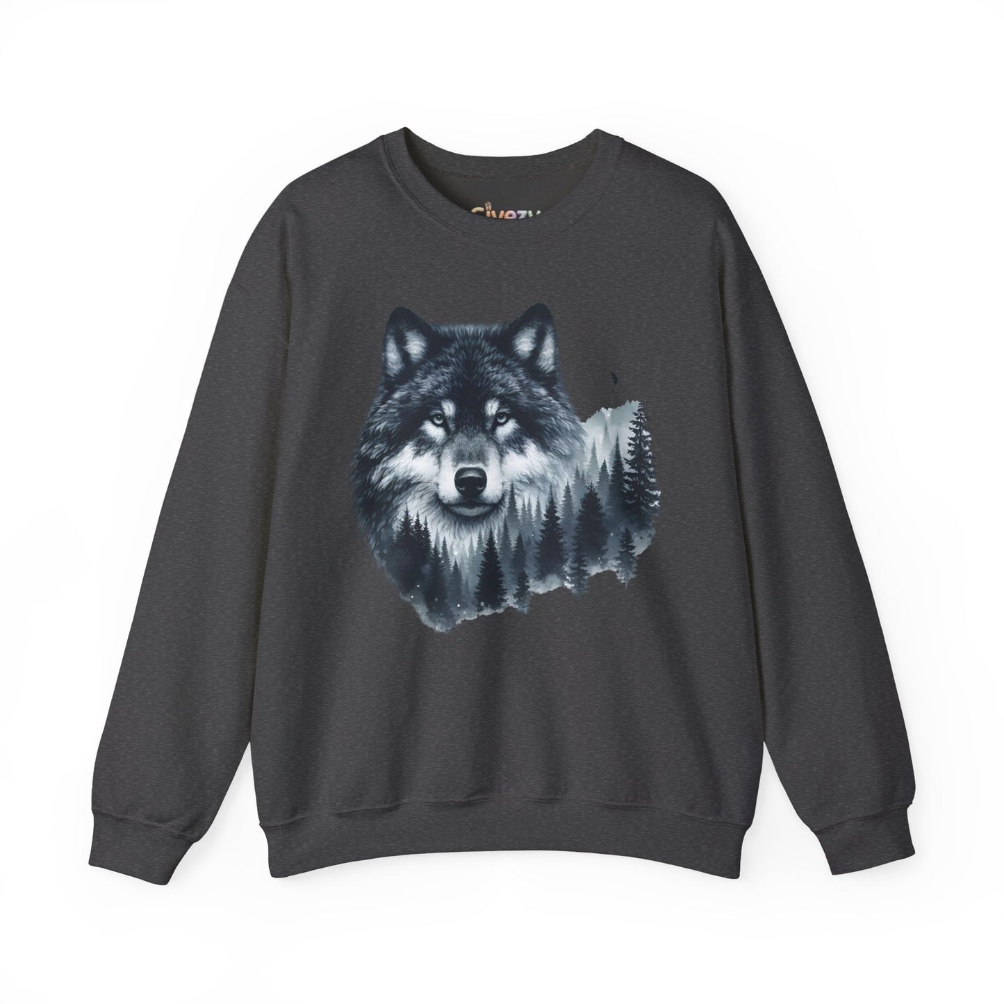 Mitternachtswolf Wald Unisex Rundhals-Sweatshirt