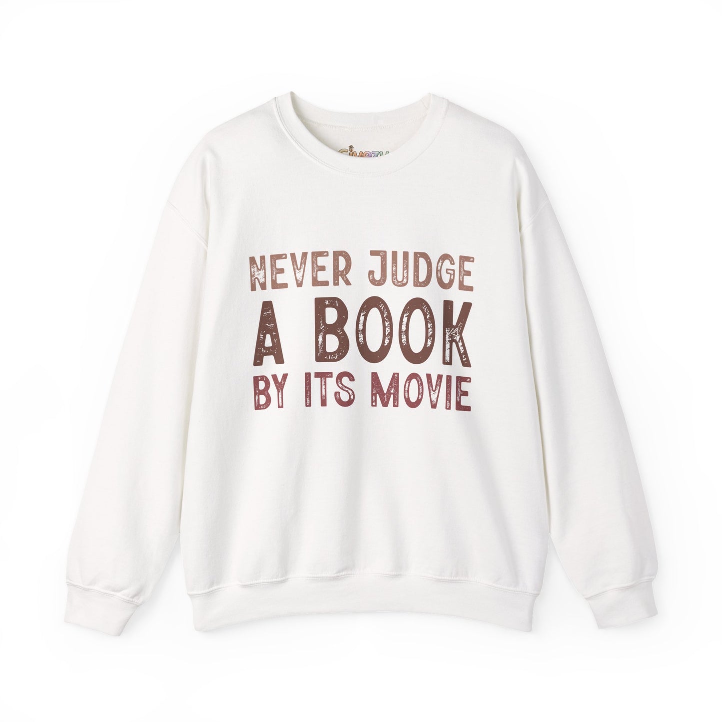 Crewneck-Sweatshirt „Never Judge a Book by Its Movie“