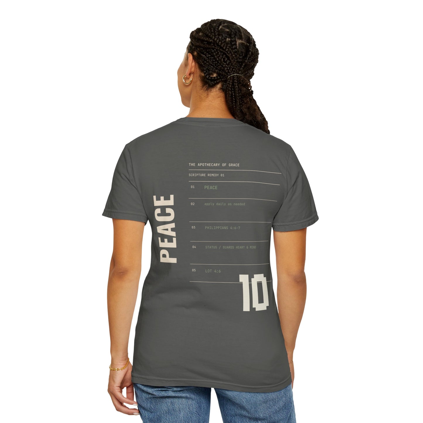 Peace - Personalized Number Scripture Unisex T-Shirt, Philippians 4:6-7 Bible Verse Tee, Christian Gift for Anxiety, Modern Streetwear Faith
