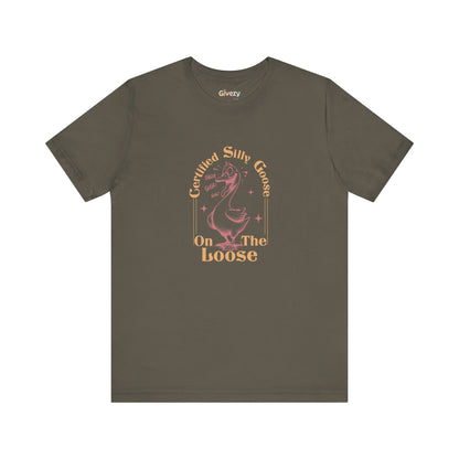 Zertifizierte „Verrückte Gans auf freiem Fuß“ — Unisex-Grafik-T-Shirt