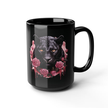 Panther Rose – Schwarze Tasse (325ml/444ml)