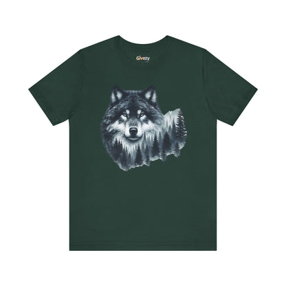 Wolf im Wald Unisex Grafik T-Shirt