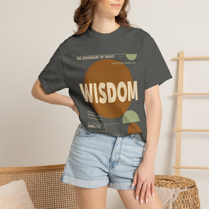Wisdom - Retro Mid-Century Scripture Unisex T-Shirt, James 1:5 Bible Verse Tee, Christian Gift for Graduation, Modern Graphic Faith Apparel
