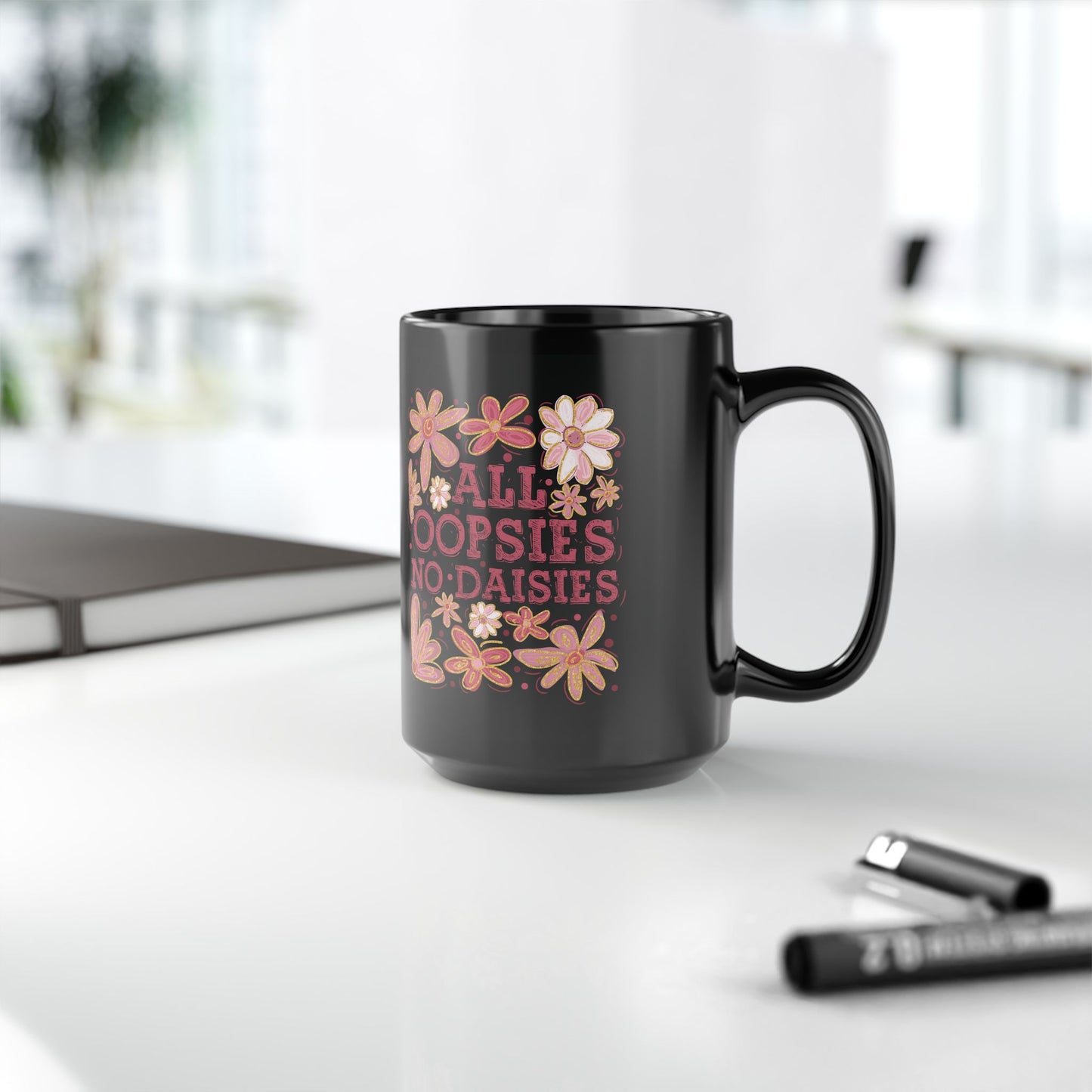 Alle Hopplas keine Gänseblümchen - Schwarze Tasse (325ml/444ml)