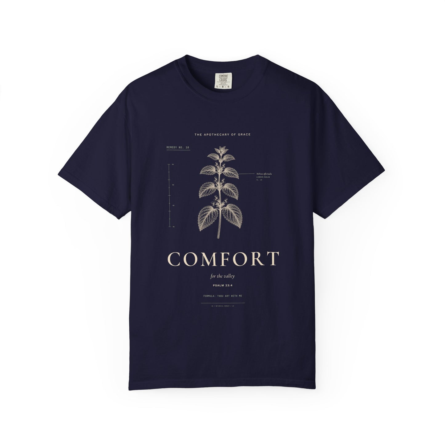 Comfort - Vintage Botanical Scripture Unisex T-Shirt, Psalm 23:4 Bible Verse Tee, Christian Gift for Grief, Editorial Faith Apparel