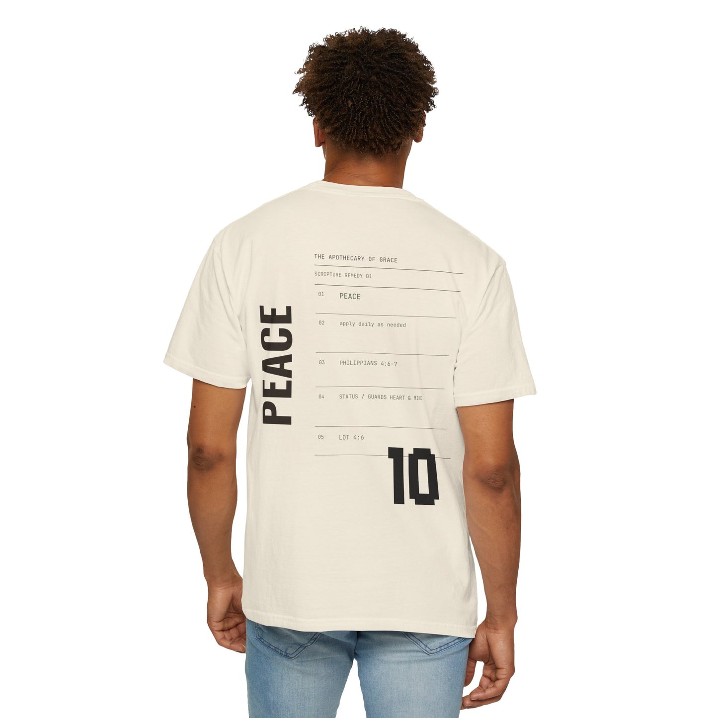 Peace - Personalized Number Scripture Unisex T-Shirt, Philippians 4:6-7 Bible Verse Tee, Christian Gift for Anxiety, Modern Streetwear Faith