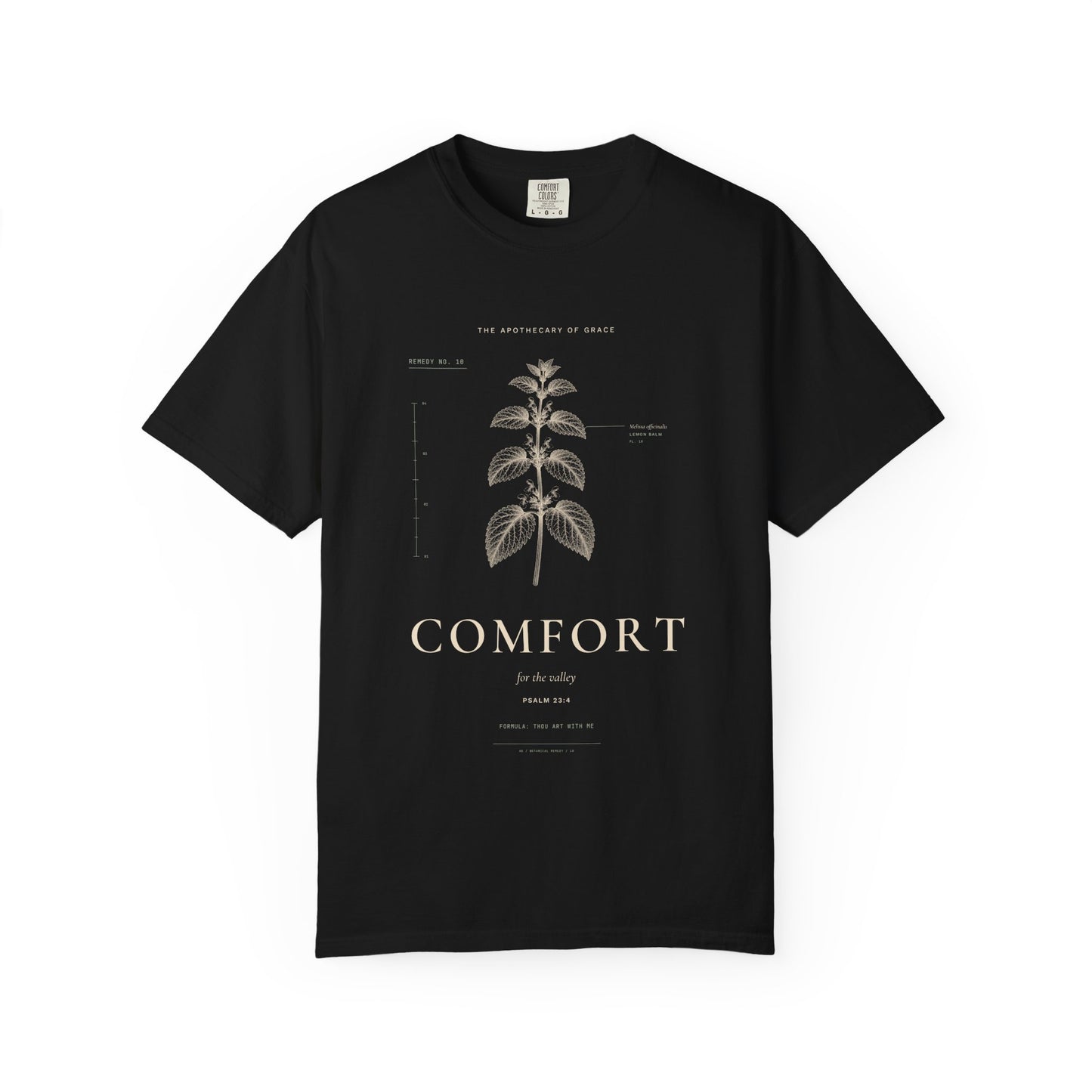 Comfort - Vintage Botanical Scripture Unisex T-Shirt, Psalm 23:4 Bible Verse Tee, Christian Gift for Grief, Editorial Faith Apparel
