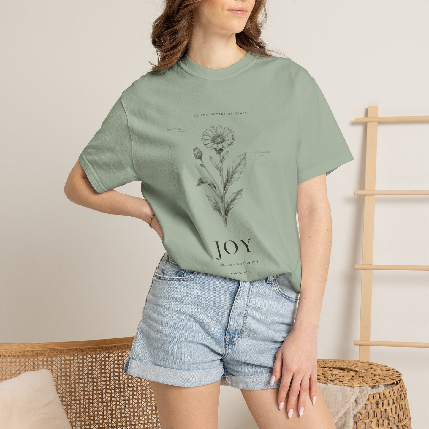 Joy - Vintage Botanical Scripture Unisex T-Shirt, Psalm 30:5 Bible Verse Tee, Christian Gift for Encouragement, Editorial Faith Apparel