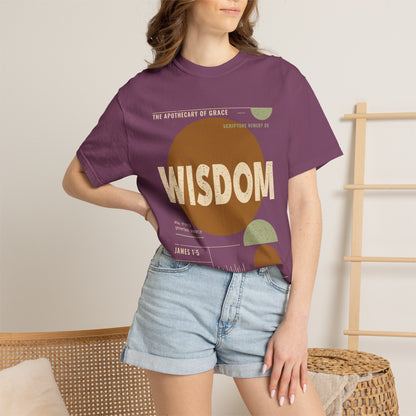 Wisdom - Retro Mid-Century Scripture Unisex T-Shirt, James 1:5 Bible Verse Tee, Christian Gift for Graduation, Modern Graphic Faith Apparel