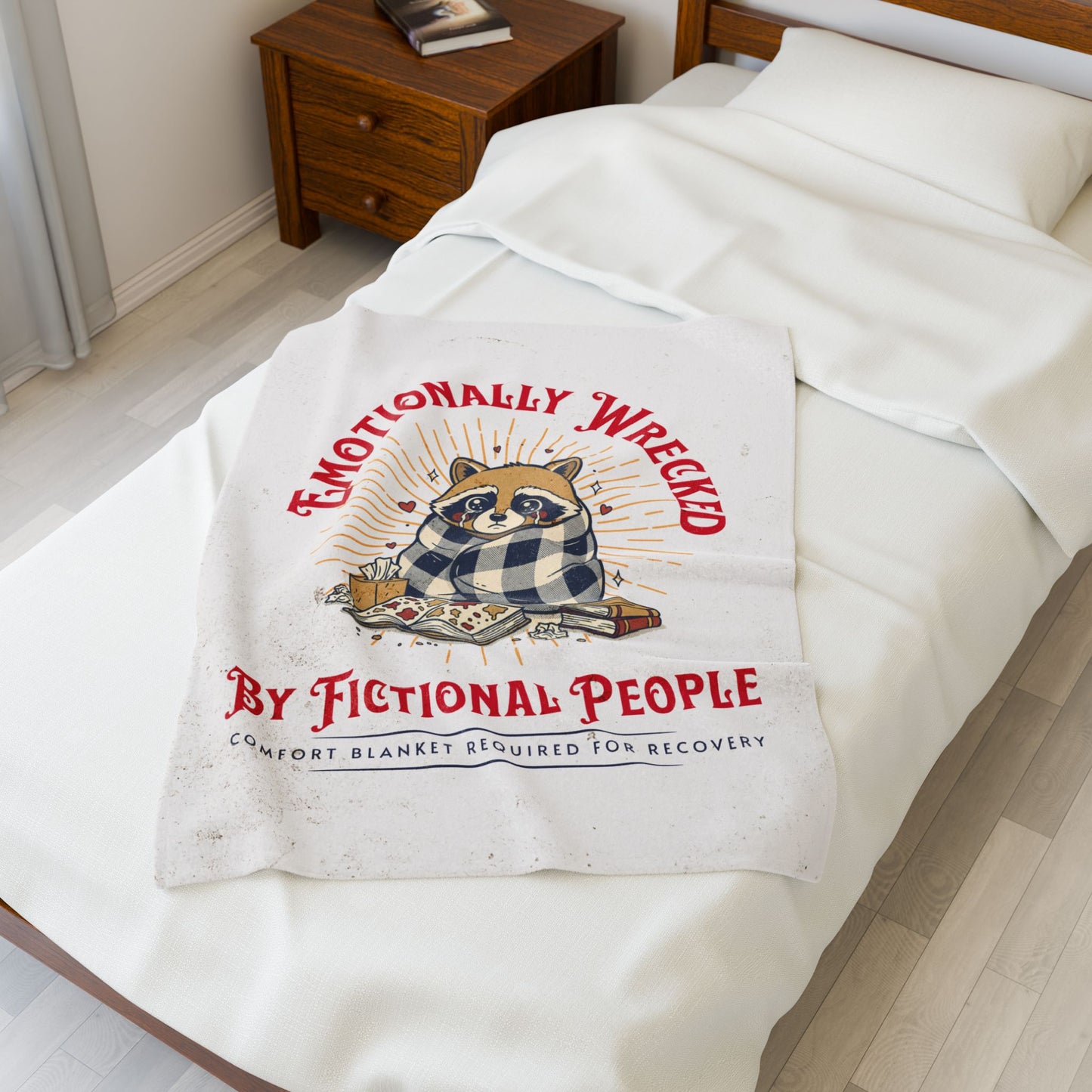 Emotionally Wrecked by Fictional People Velveteen Throw Blanket