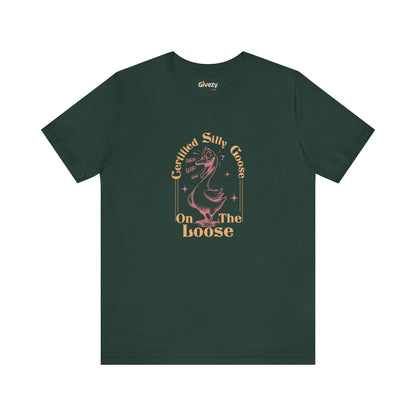 Zertifizierte „Verrückte Gans auf freiem Fuß“ — Unisex-Grafik-T-Shirt