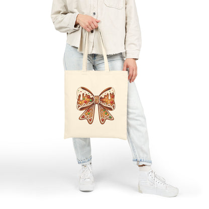 Gingerbread Bow - Canvas Tote Bag (2 Colors)