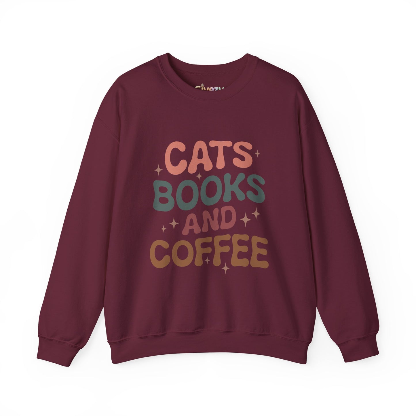 Katzen, Bücher und Kaffee Rundhals-Sweatshirt