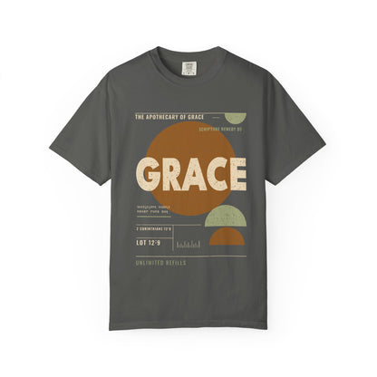 Grace - Retro Mid-Century Scripture Unisex T-Shirt, 2 Corinthians 12:9 Bible Verse Tee, Christian Gift for Recovery, Modern Graphic Faith Apparel