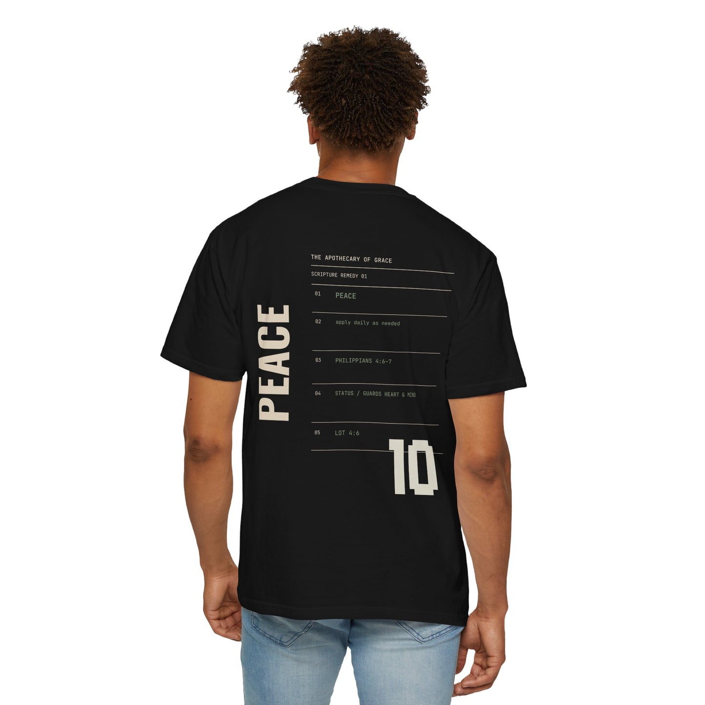 Peace - Personalized Number Scripture Unisex T-Shirt, Philippians 4:6-7 Bible Verse Tee, Christian Gift for Anxiety, Modern Streetwear Faith