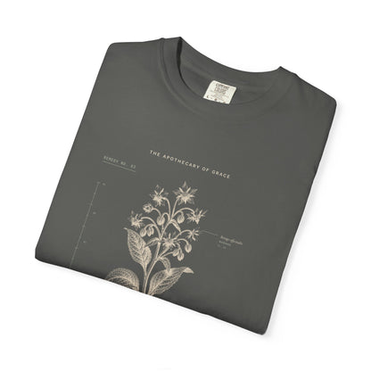 Courage - Vintage Botanical Scripture Unisex T-Shirt, Joshua 1:9 Bible Verse Tee, Christian Gift for Hard Times, Editorial Faith Apparel