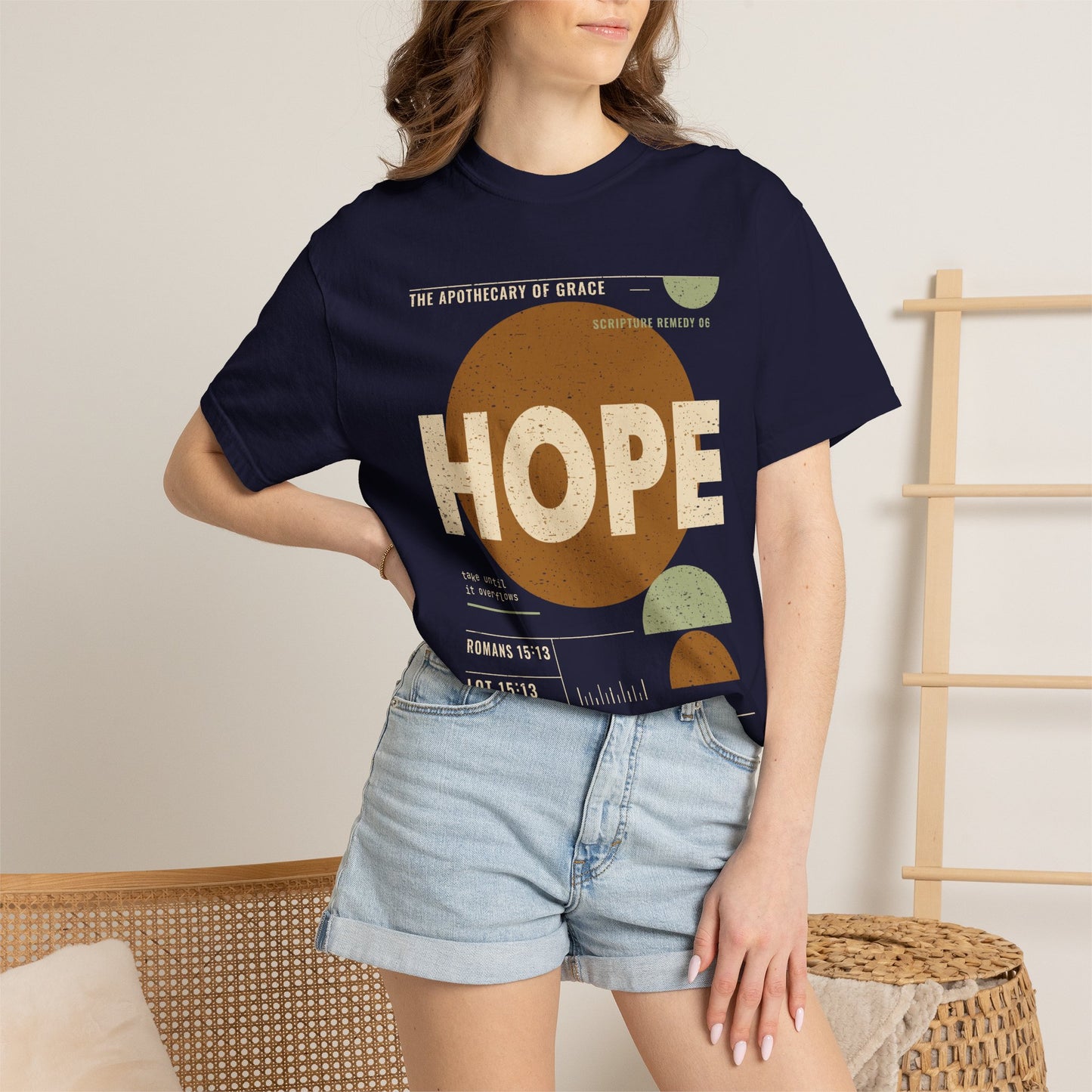 Hope - Retro Mid-Century Scripture Unisex T-Shirt, Romans 15:13 Bible Verse Tee, Christian Gift for Long Waits, Modern Graphic Faith Apparel