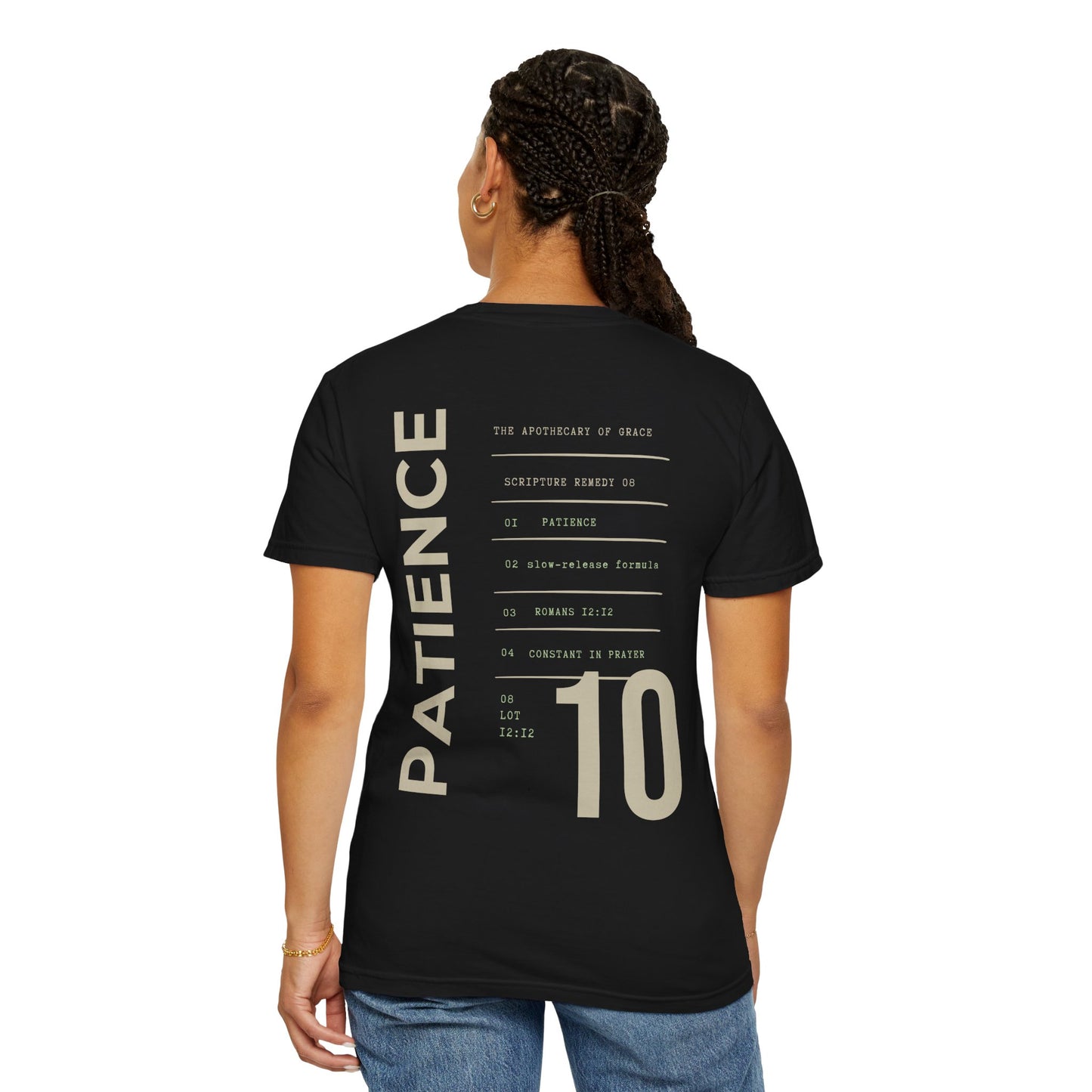Patience - Personalized Number Scripture Unisex T-Shirt, Romans 12:12 Bible Verse Tee, Christian Gift for Waiting, Modern Streetwear Faith