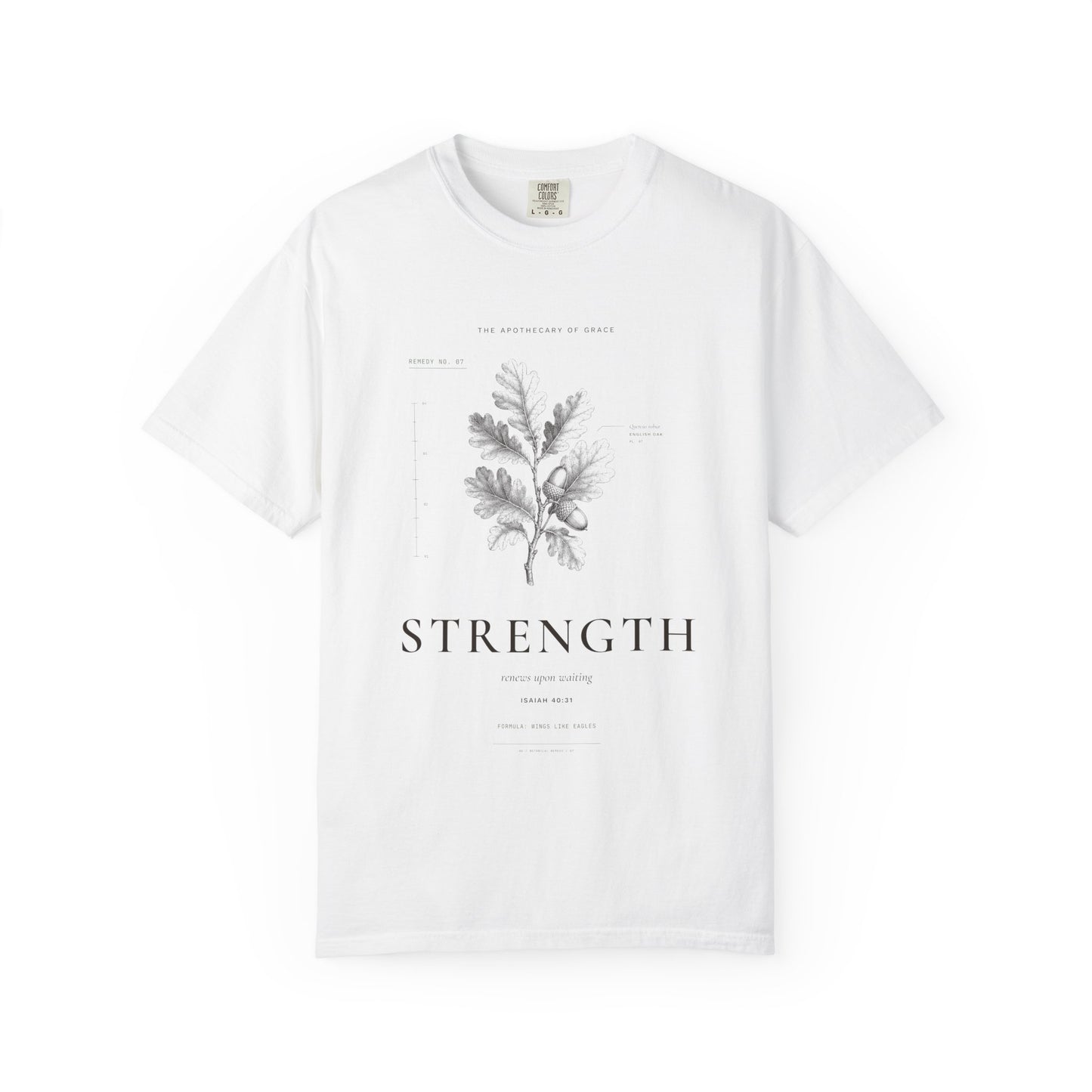 Strength - Vintage Botanical Scripture Unisex T-Shirt, Isaiah 40:31 Bible Verse Tee, Christian Gift for Caregivers, Editorial Faith Apparel