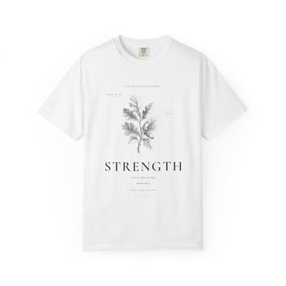 Strength - Vintage Botanical Scripture Unisex T-Shirt, Isaiah 40:31 Bible Verse Tee, Christian Gift for Caregivers, Editorial Faith Apparel