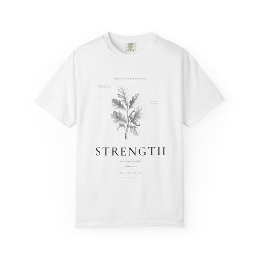 Strength - Vintage Botanical Scripture Unisex T-Shirt, Isaiah 40:31 Bible Verse Tee, Christian Gift for Caregivers, Editorial Faith Apparel