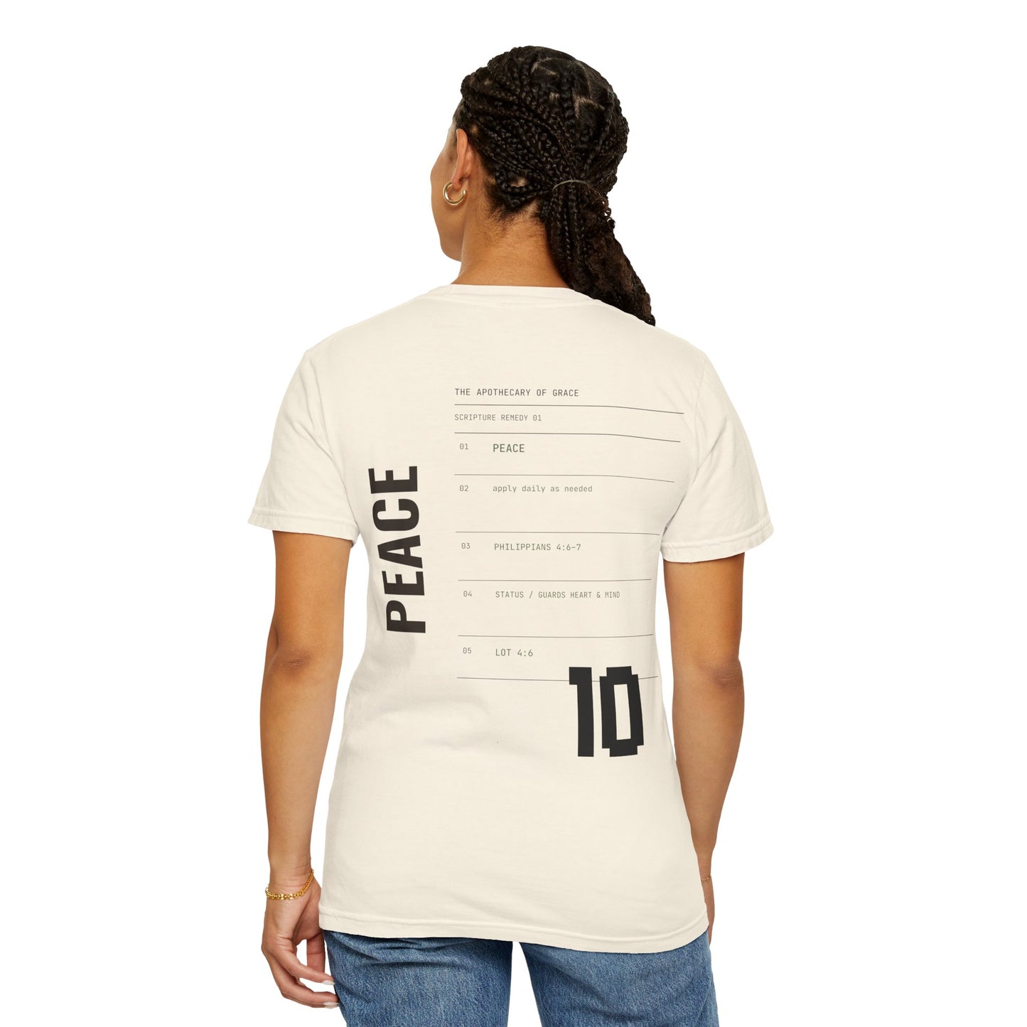 Peace - Personalized Number Scripture Unisex T-Shirt, Philippians 4:6-7 Bible Verse Tee, Christian Gift for Anxiety, Modern Streetwear Faith