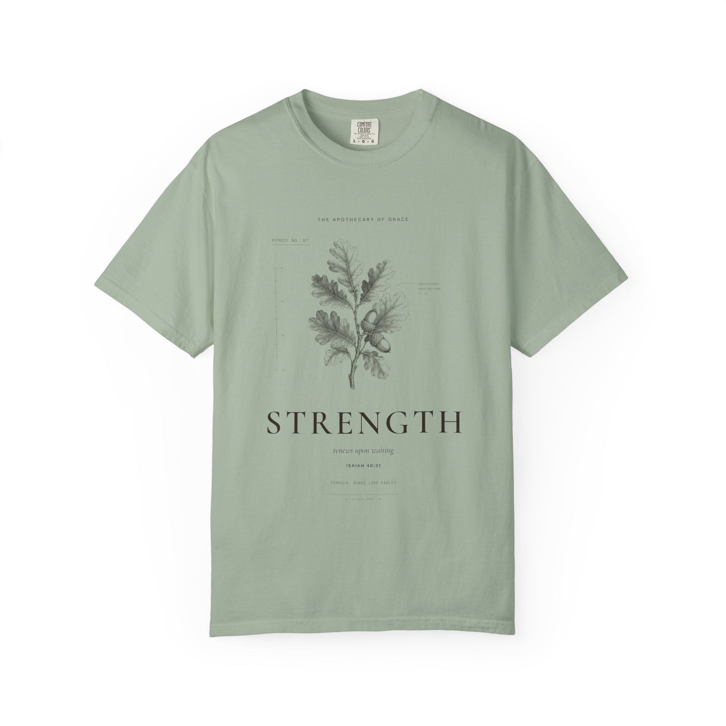 Strength - Vintage Botanical Scripture Unisex T-Shirt, Isaiah 40:31 Bible Verse Tee, Christian Gift for Caregivers, Editorial Faith Apparel