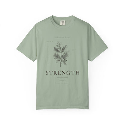 Strength - Vintage Botanical Scripture Unisex T-Shirt, Isaiah 40:31 Bible Verse Tee, Christian Gift for Caregivers, Editorial Faith Apparel